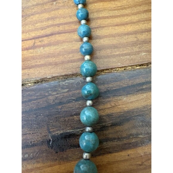 Vintage Faux Turquoise Blue Green Round Stone Bead Necklace 18” Southwest Navajo - Picture 6 of 10